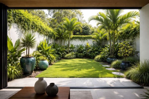 jardim moderno vasos plantas tropicais