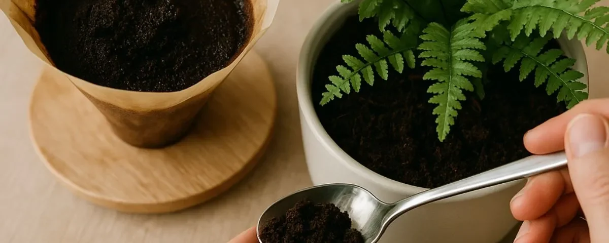 borra de café nas plantas