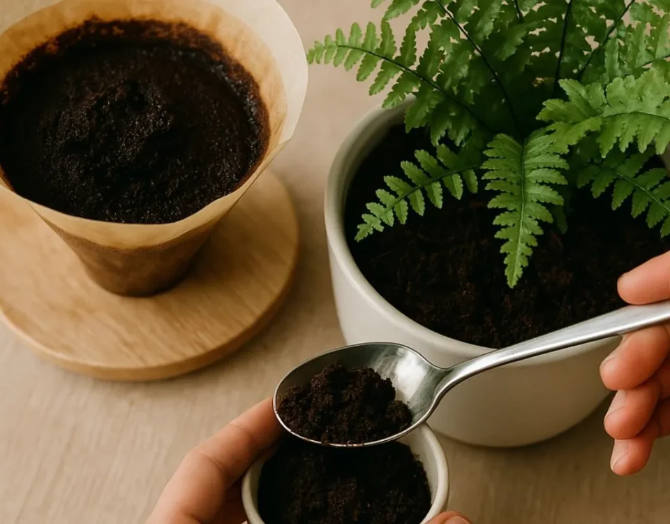 borra de café nas plantas